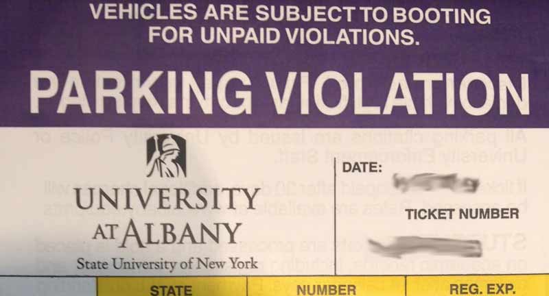 Image of a parking violation from UAlbany